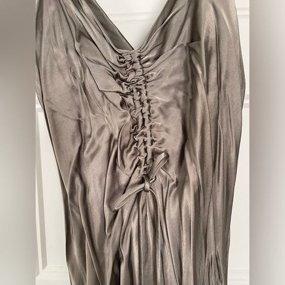 Zara satin gray ruched tie maxi dress - Picture 4 of 4